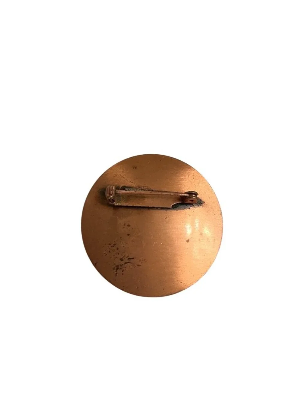 Vintage Copper Covered Bridge Brooch Pin Round 1.75